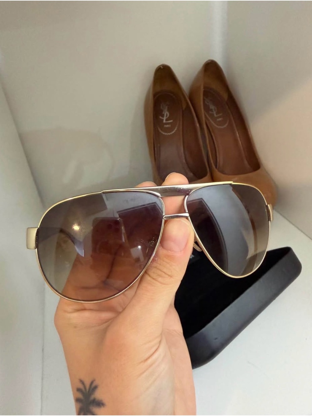 Dolce & Gabbana Gold Frame Brown Gradient Aviator Sunglasses